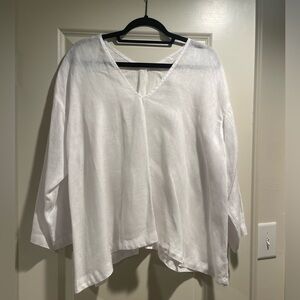 CP SHADES long sleeve asymmetrical hem linen blouse
